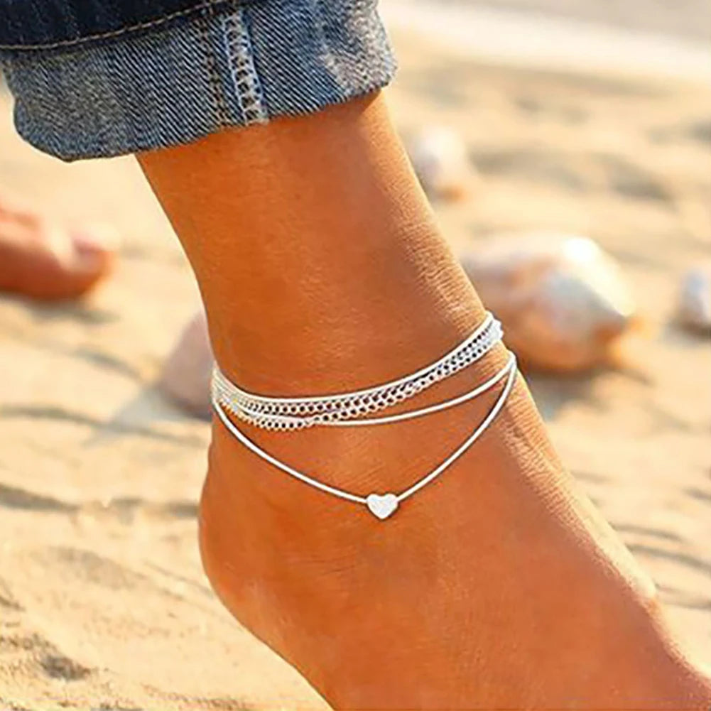 Whispers of Bloom: Plum Blossom Anklet in Tibetan Silver: Luxe Anklet for Serene Souls multi layer