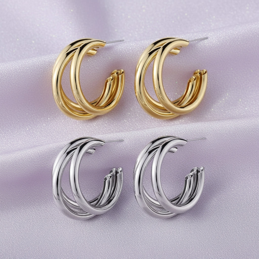 GleamSet™ 4-Piece Gold Claw Stud Earring Collection – Irresistibly Chic, Effortlessly Modern
