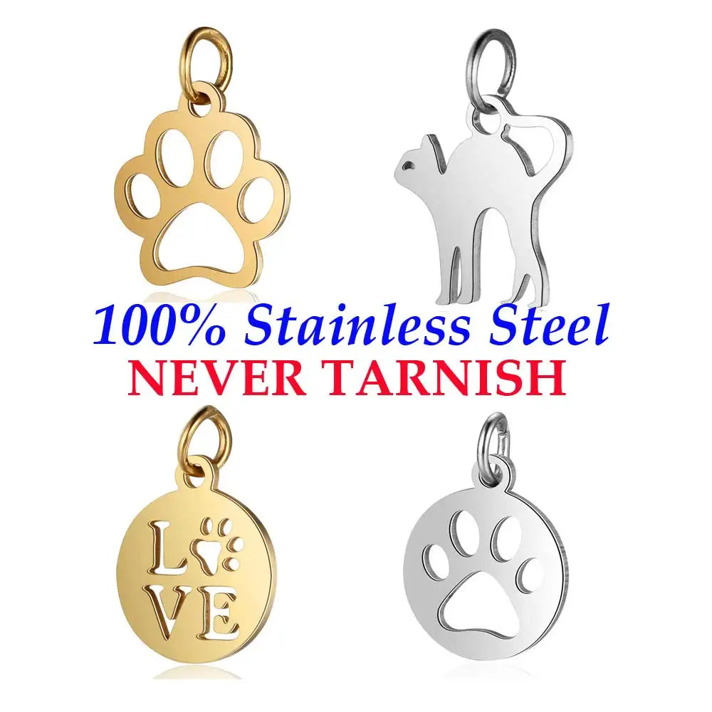 dog paw gold, silver cat, dog paw silver, love paw