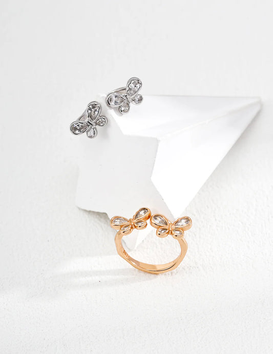 Double Butterfly Zircon Ring – Sparkling Symbol of Grace