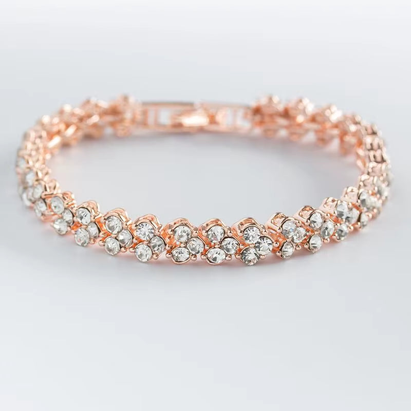Blue Crystal Heart Bracelet – Silver Charm of Love
