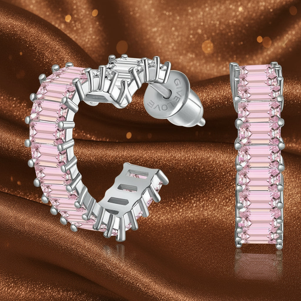 SapphireSoul™ Emerald-Cut Heart Earrings – Love That Sparkles in Every Shade