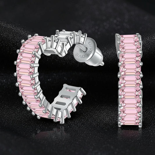SapphireSoul™ Emerald-Cut Heart Earrings – Love That Sparkles in Every Shade