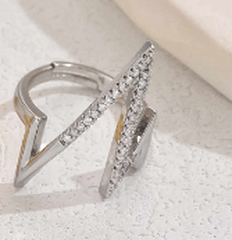 Modern Zircon Open Ring–  Fashion-Forward Elegant Glamour