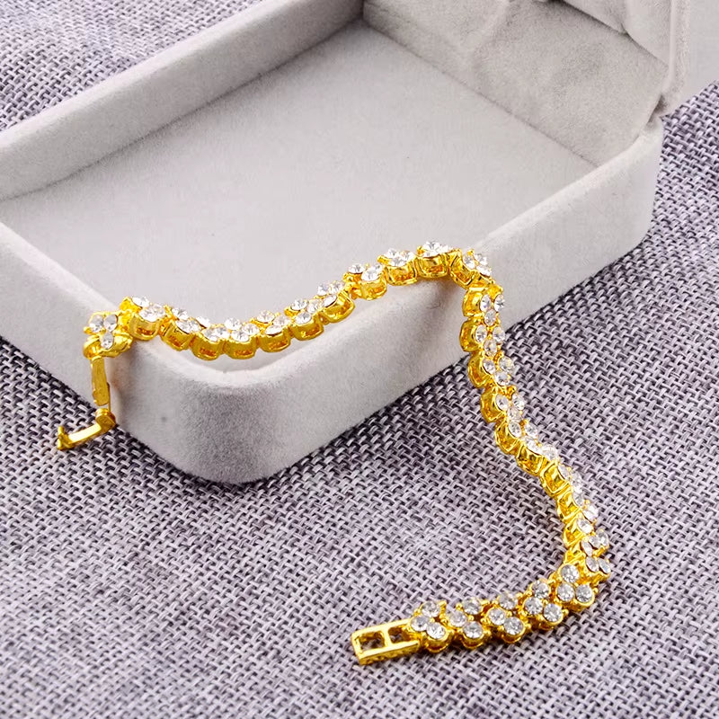Blue Crystal Heart Bracelet – Silver Charm of Love
