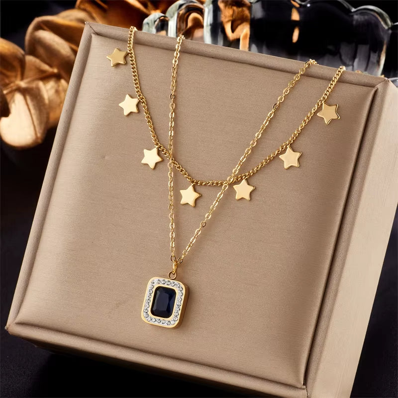 Luxury Blue Charm Jewelry– Necklace & Earrings