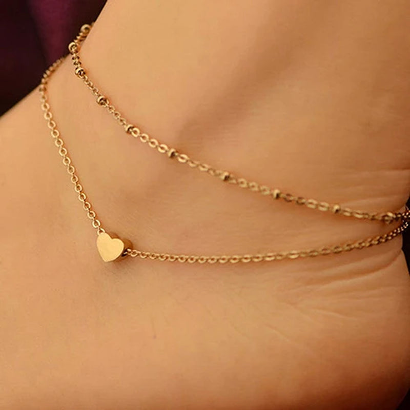 Whispers of Bloom: Plum Blossom Anklet in Tibetan Silver: Luxe Anklet for Serene Souls double chain heart gold
