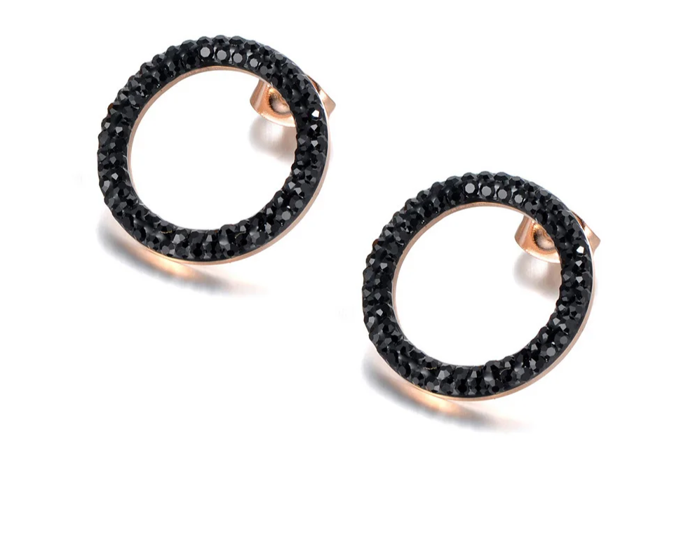 Trendy Rose Gold Earrings – Sparkling Round Elegance