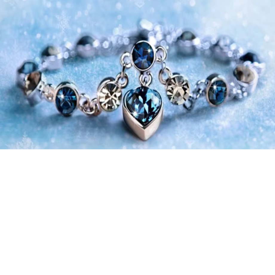 Blue Crystal Heart Bracelet – Silver Charm of Love