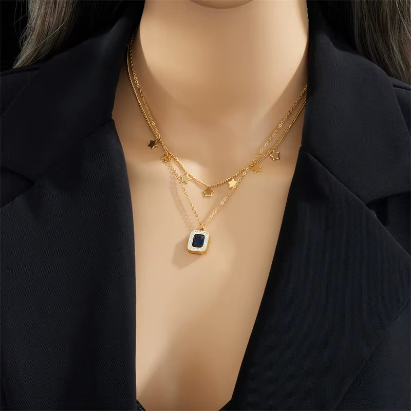 Luxury Blue Charm Jewelry– Necklace & Earrings