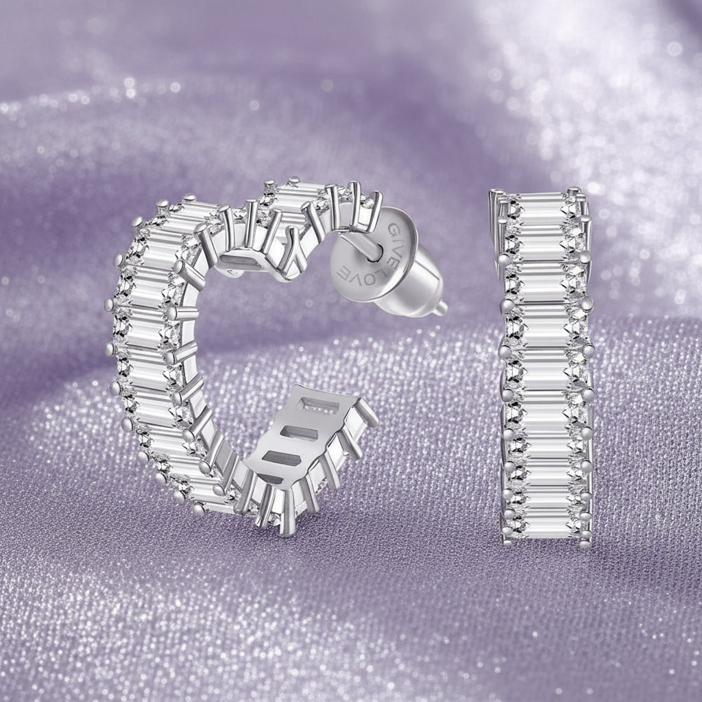 SapphireSoul™ Emerald-Cut Heart Earrings – Love That Sparkles in Every Shade