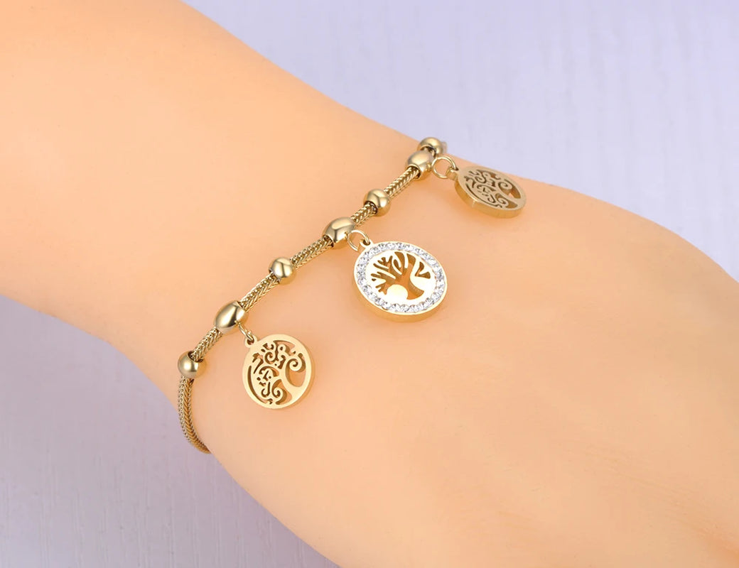 Tree of Life Charm Bracelet – Boho Crystal Sparkle