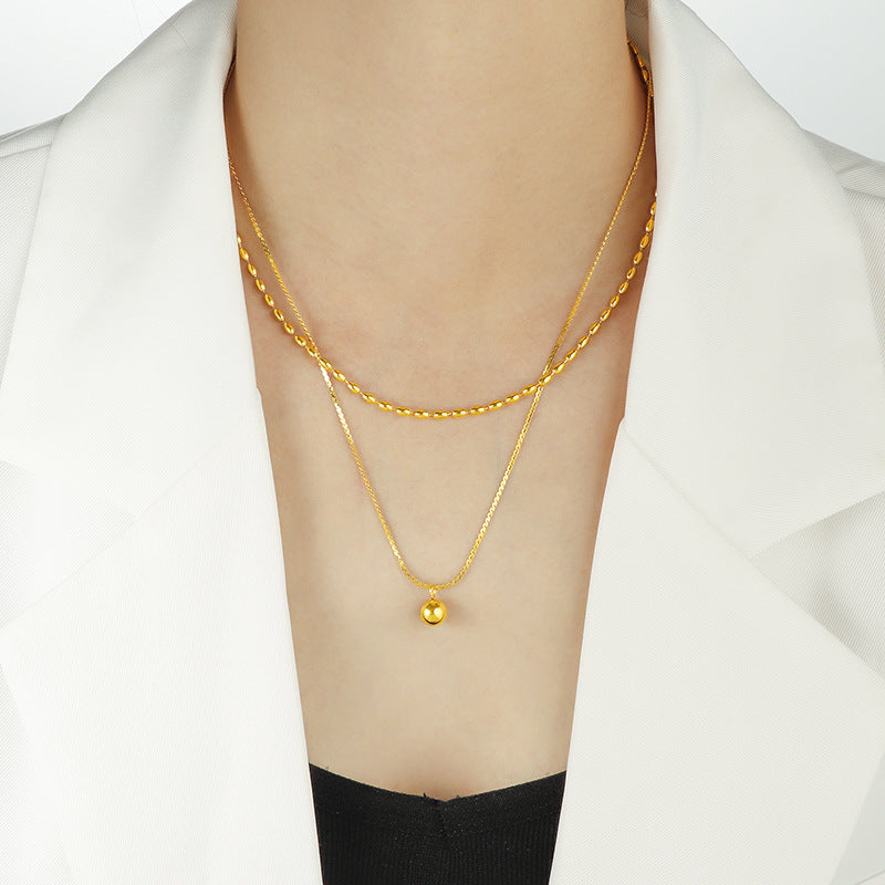 Golden Double-Layer Necklace – Minimalist Glow of Grace