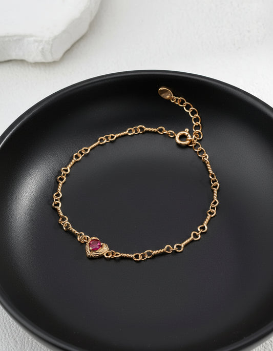 Golden Heart Zircon Chain Bracelet – Elegant Love Jewelry
