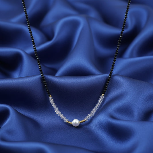 Titanium Stainless Steel White Pearl Choker Necklace with 4mm Crystal Strand for Women and Girls