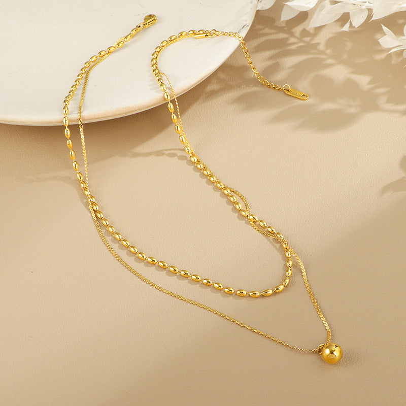 Golden Double-Layer Necklace – Minimalist Glow of Grace