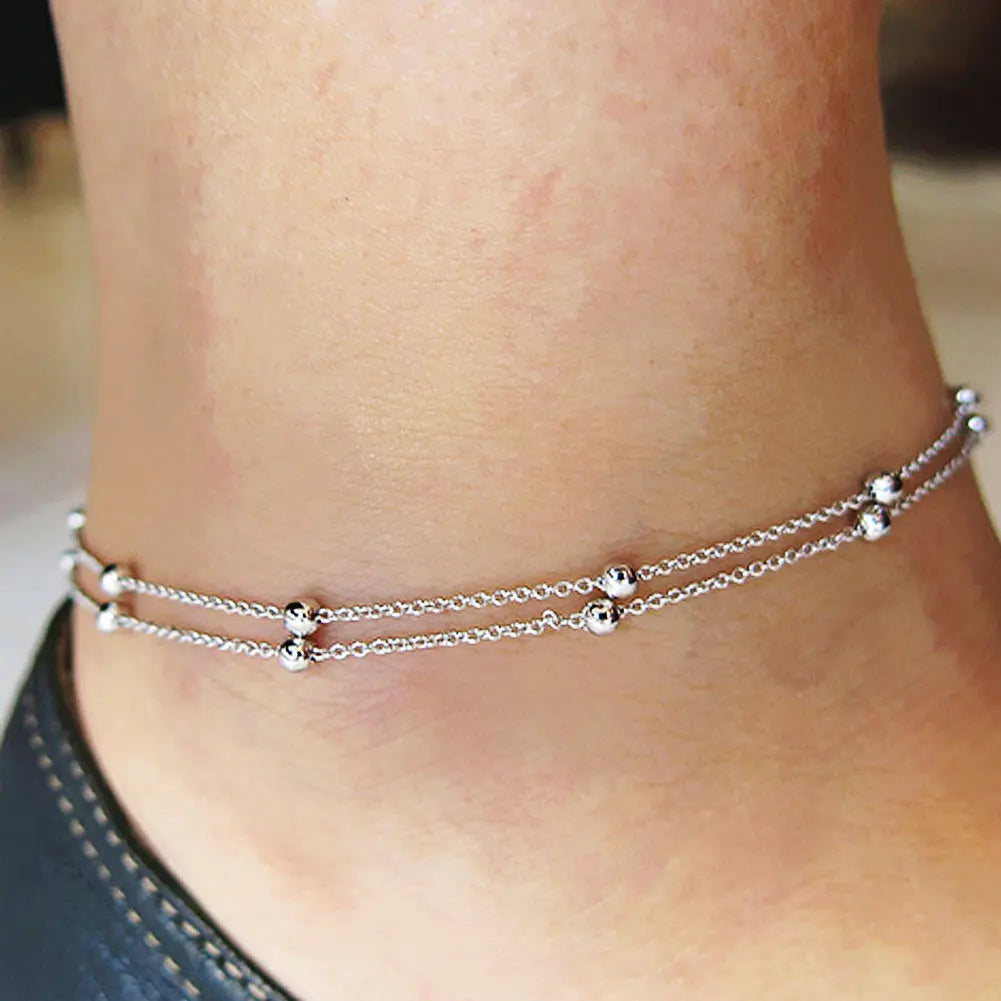 Whispers of Bloom: Plum Blossom Anklet in Tibetan Silver: Luxe Anklet for Serene Souls double chain silver