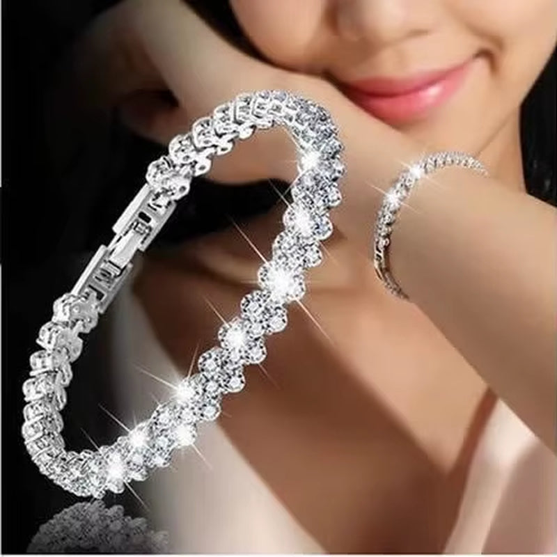 Blue Crystal Heart Bracelet – Silver Charm of Love