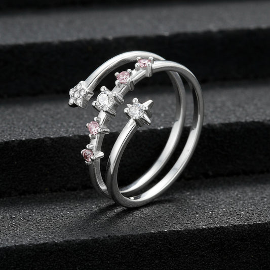 Celestial Star Ring – 925 Silver with Zircon Glow