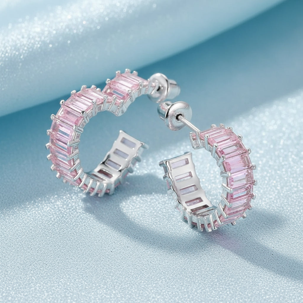 SapphireSoul™ Emerald-Cut Heart Earrings – Love That Sparkles in Every Shade