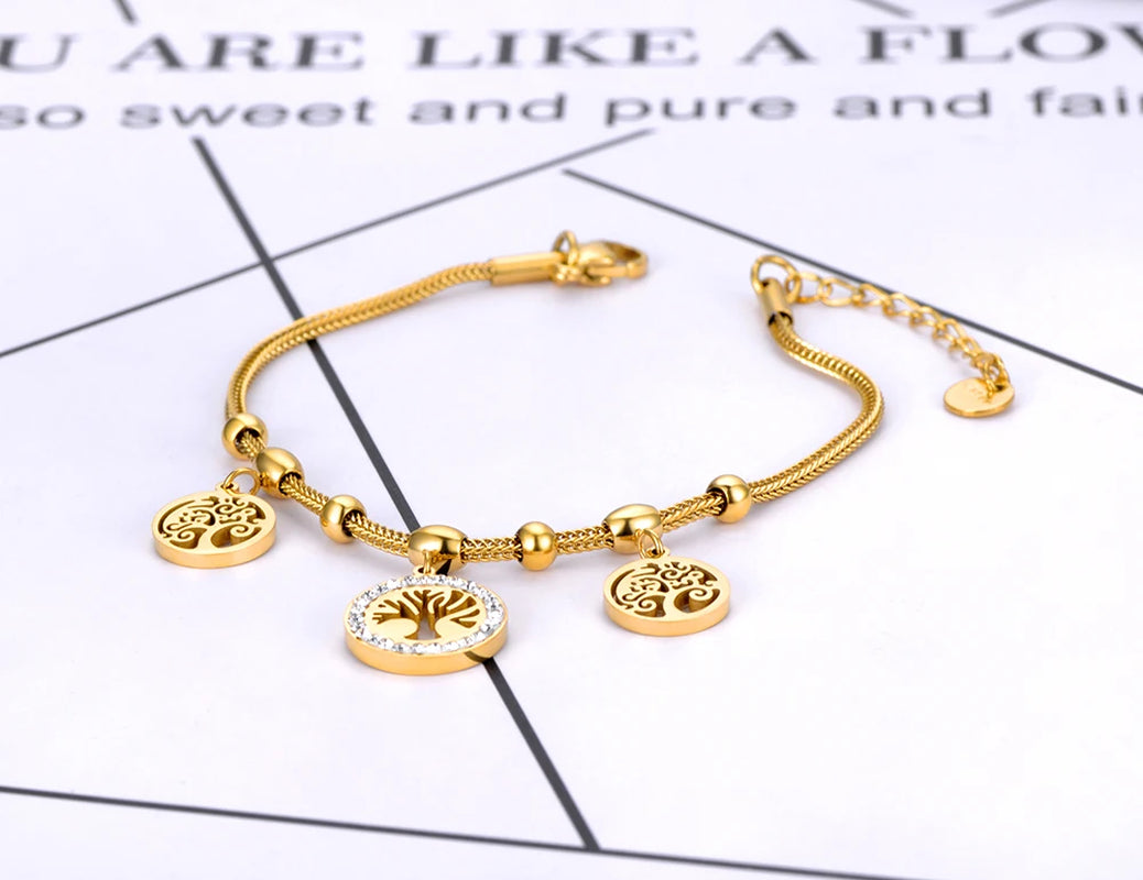 Tree of Life Charm Bracelet – Boho Crystal Sparkle