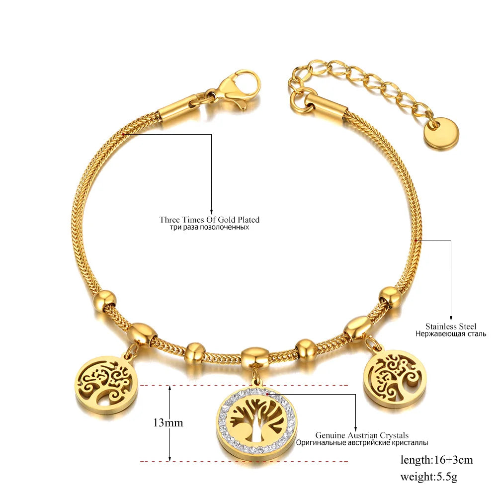 Tree of Life Charm Bracelet – Boho Crystal Sparkle