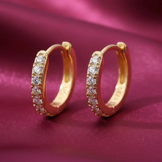 Lumière Mini Crystal Hoops – Sleek Shine in a Subtle Spark