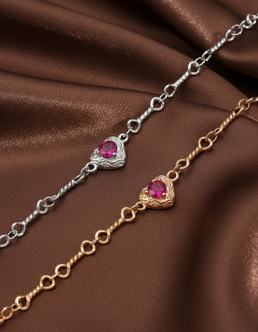 Golden Heart Zircon Chain Bracelet – Elegant Love Jewelry