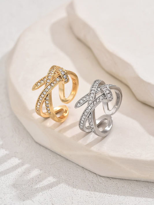 Modern Zircon Open Ring–  Fashion-Forward Elegant Glamour