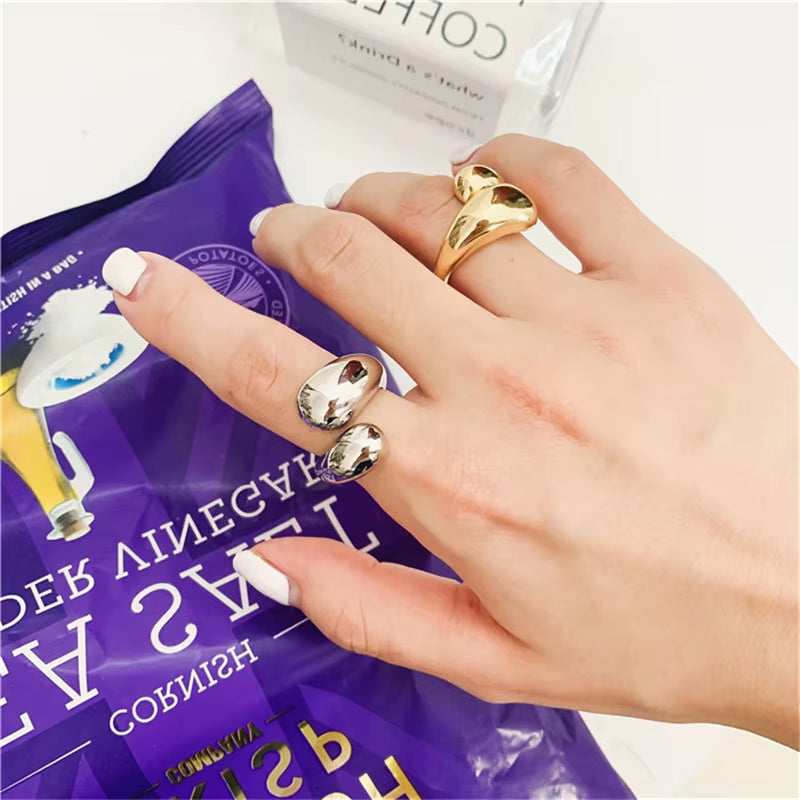 Golden Glow Dome Ring– Elegant Open Finger Statement Ring