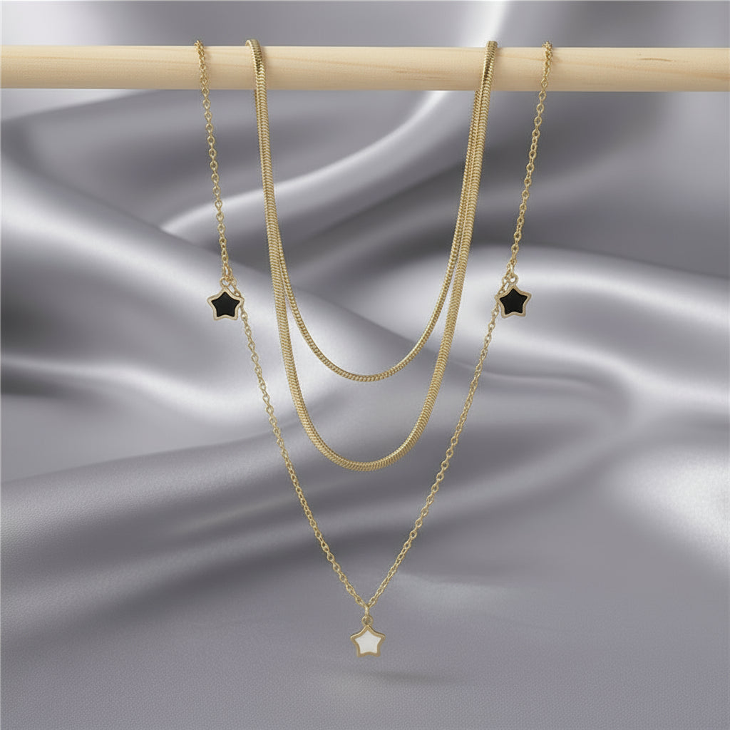 Multilayer Chain Jewelry Set- Star Charm Necklace & Bracelet