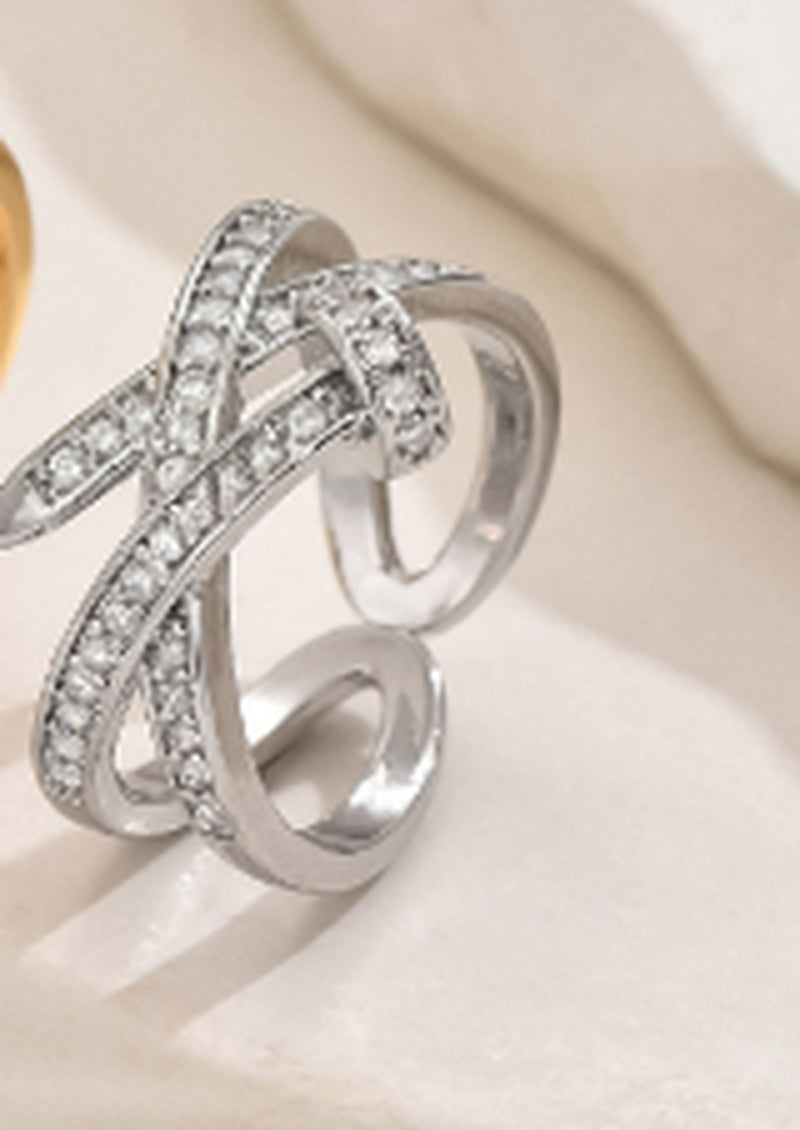 Modern Zircon Open Ring–  Fashion-Forward Elegant Glamour
