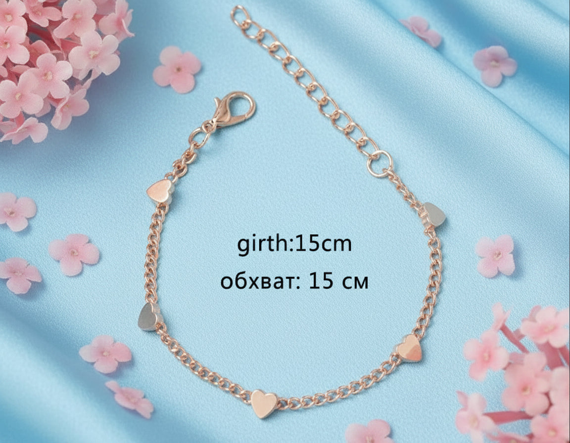 Minimalist Gold Bracelet – Stars & Hearts Design