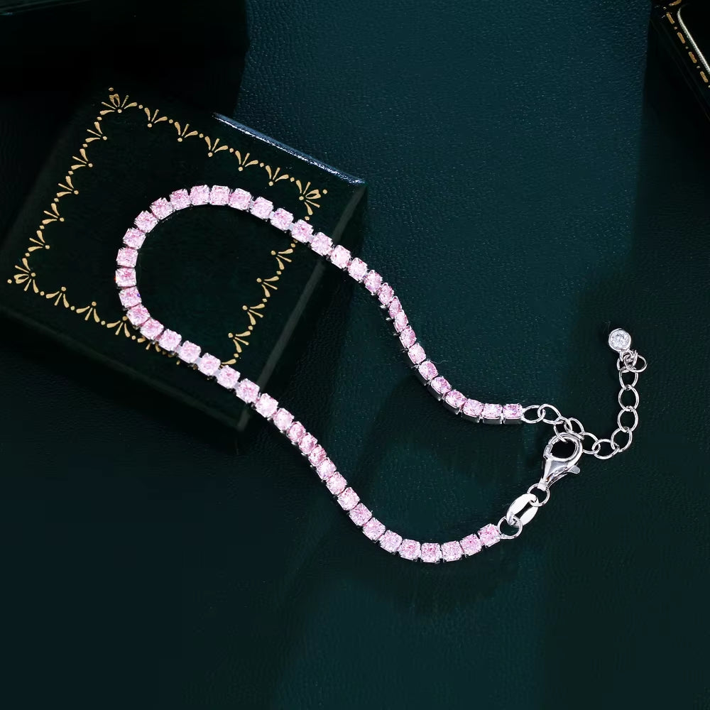 Sterling Silver Pink CZ Bracelet– Elegant Sparkle for Her