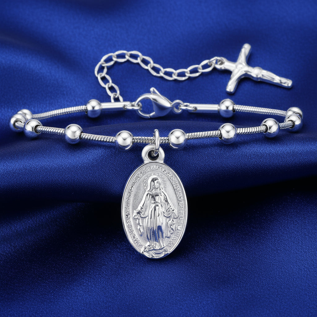 Divine Grace Rosary Bracelet – Faith Woven in Golden Beauty