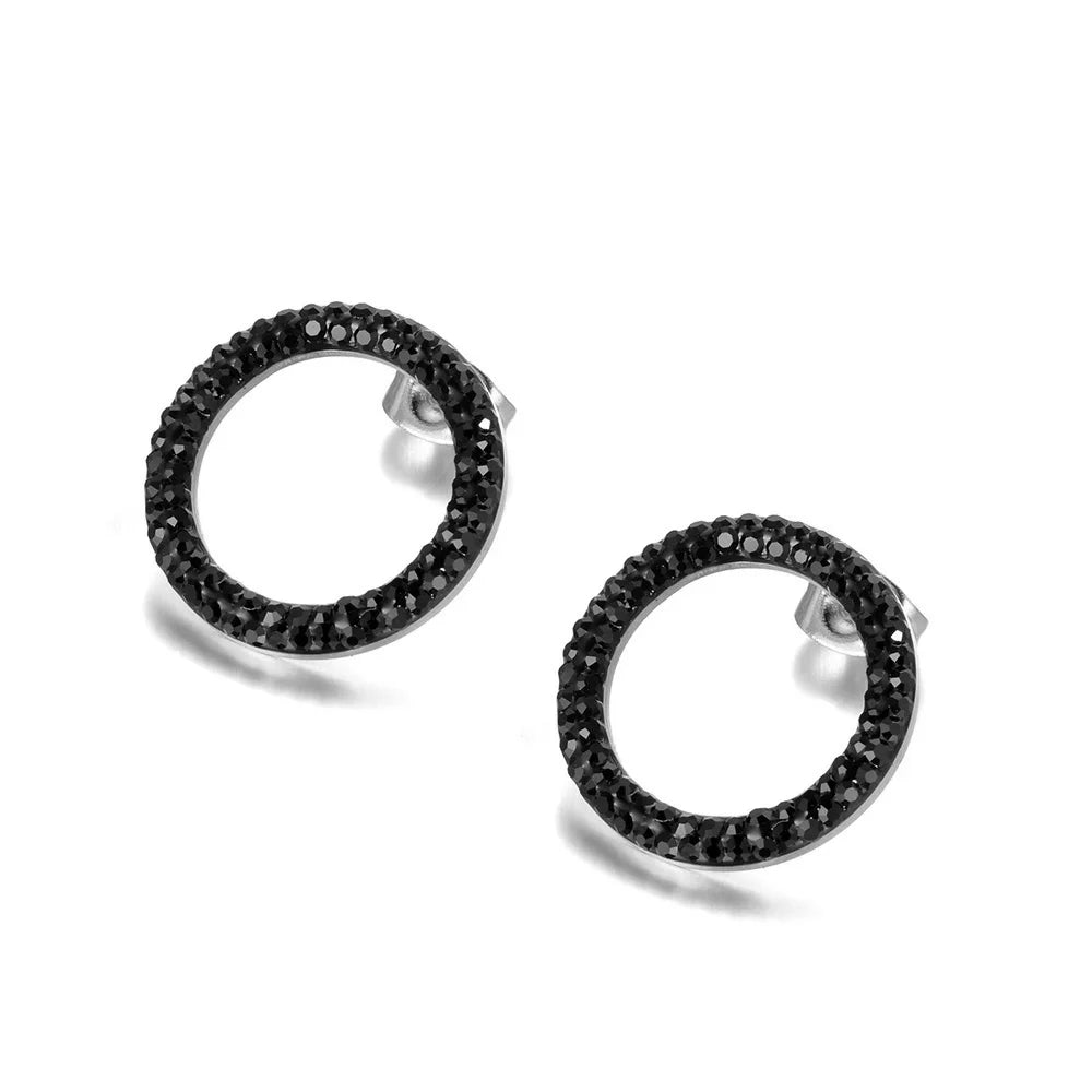 Trendy Rose Gold Earrings – Sparkling Round Elegance