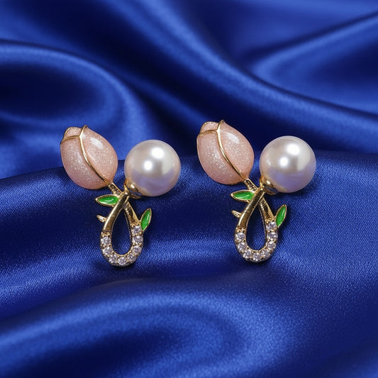 Floral Bead Earrings – Tulip-Inspired Statement Style