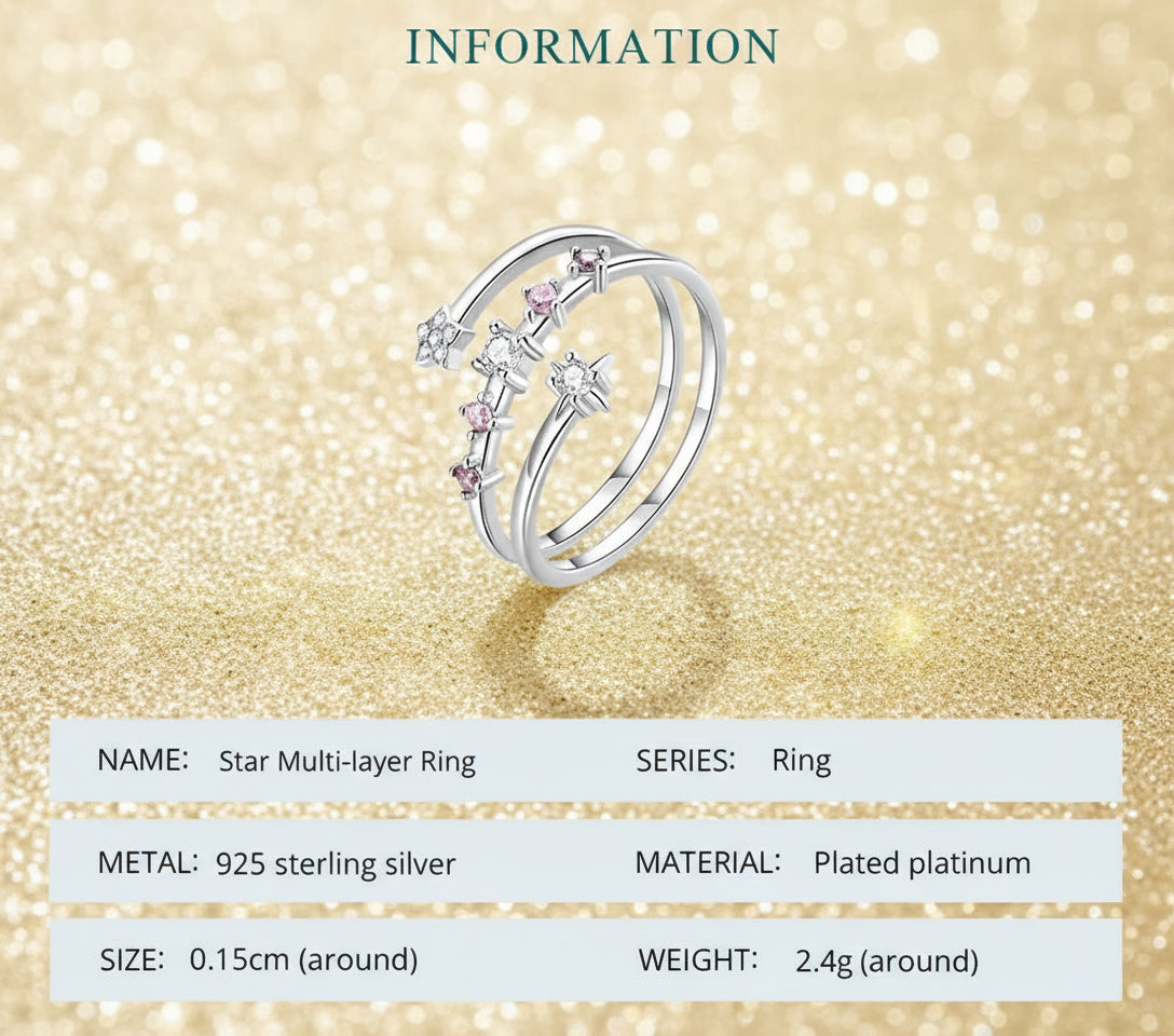 Celestial Star Ring – 925 Silver with Zircon Glow