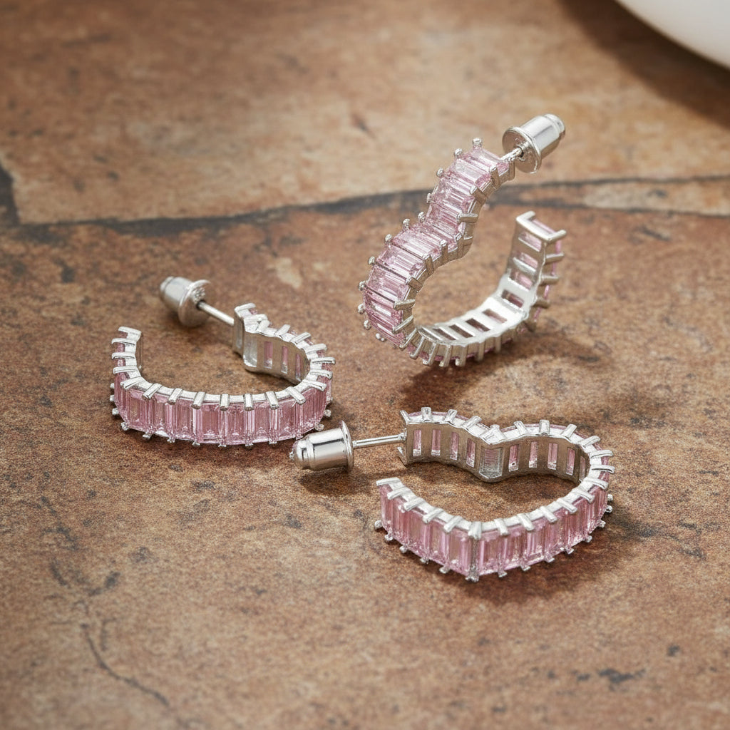 SapphireSoul™ Emerald-Cut Heart Earrings – Love That Sparkles in Every Shade
