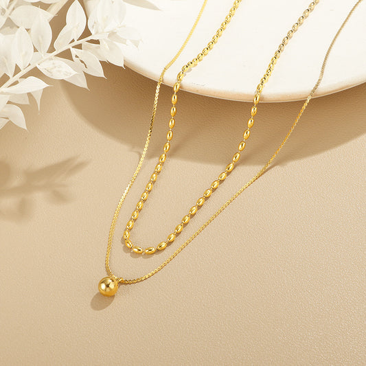 Golden Double-Layer Necklace – Minimalist Glow of Grace