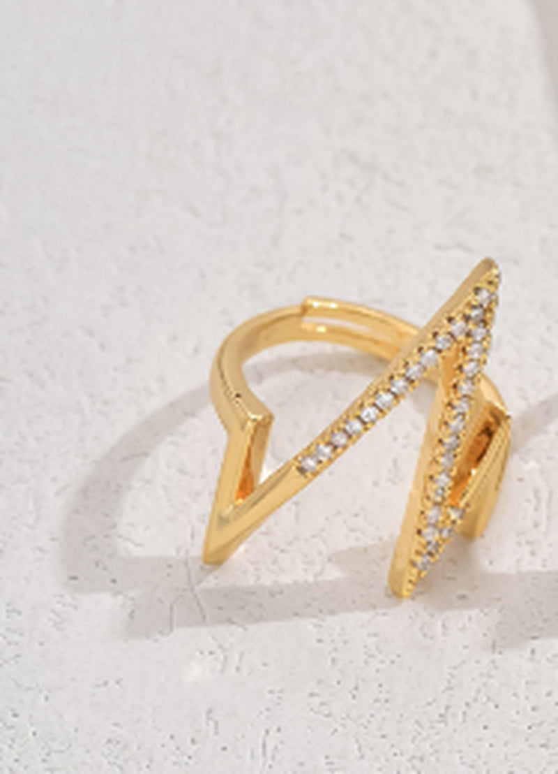 Modern Zircon Open Ring–  Fashion-Forward Elegant Glamour