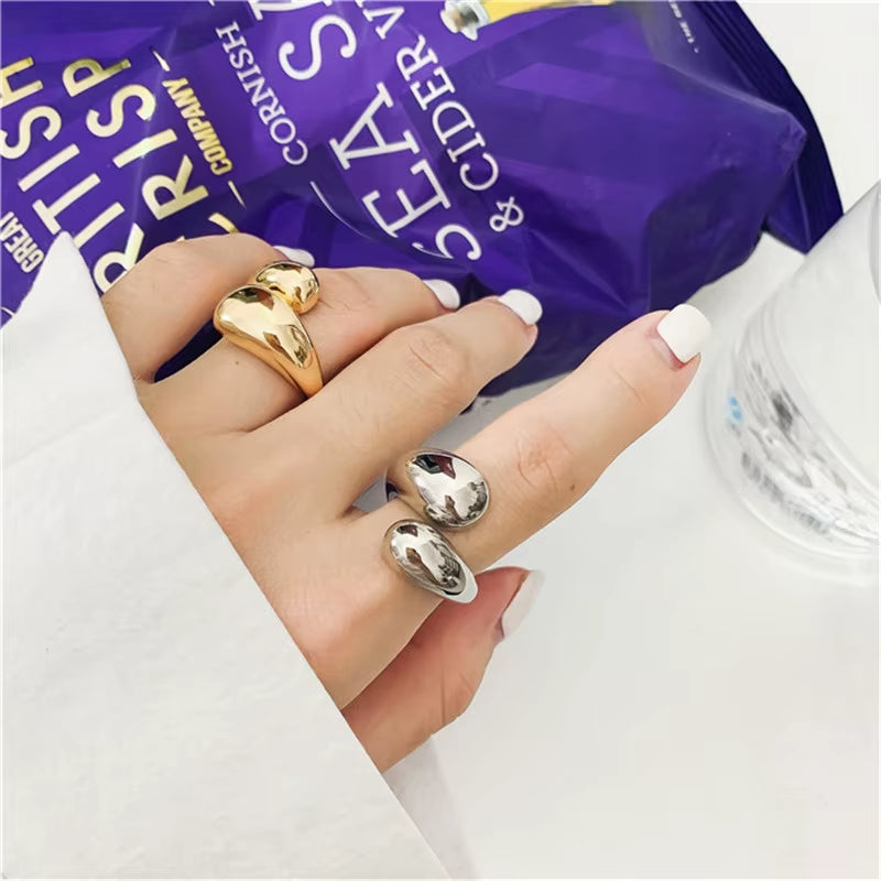Golden Glow Dome Ring– Elegant Open Finger Statement Ring
