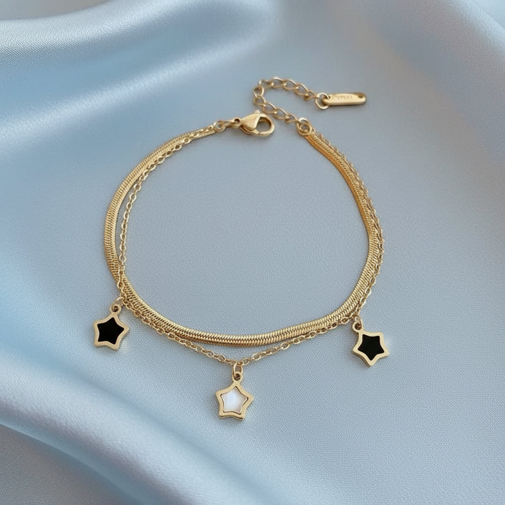 Multilayer Chain Jewelry Set- Star Charm Necklace & Bracelet