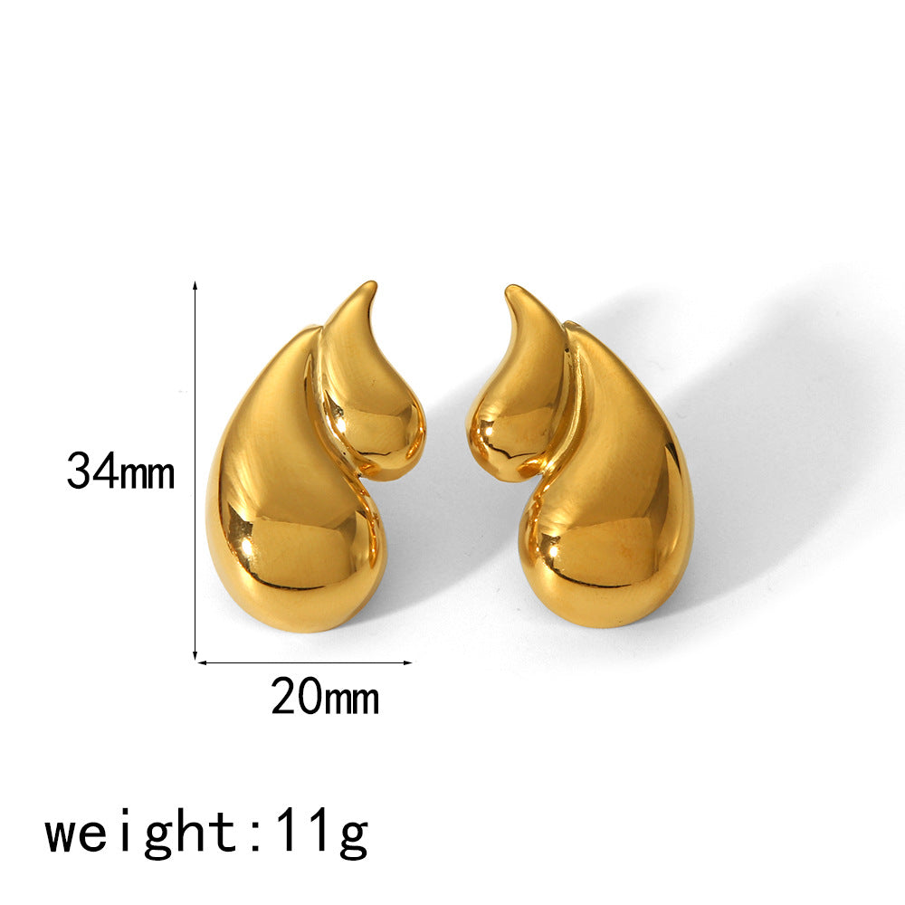 Double-Layer Drop Earrings – 18K Shine for Her