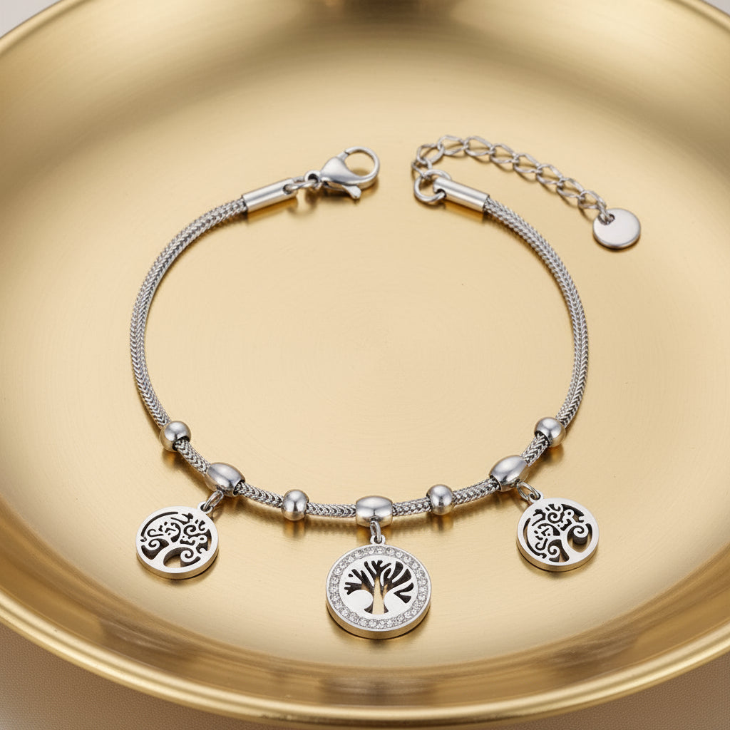Tree of Life Charm Bracelet – Boho Crystal Sparkle