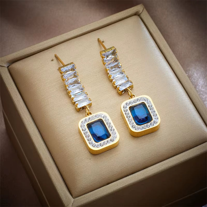 Luxury Blue Charm Jewelry– Necklace & Earrings