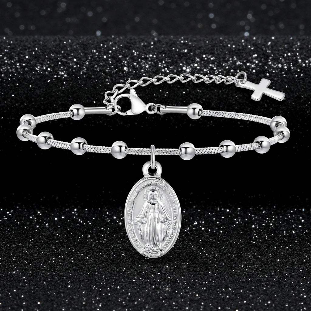 Divine Grace Rosary Bracelet – Faith Woven in Golden Beauty