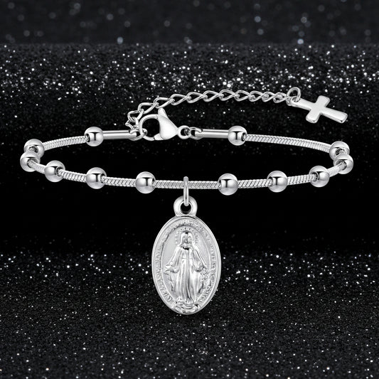 Divine Grace Rosary Bracelet – Faith Woven in Golden Beauty