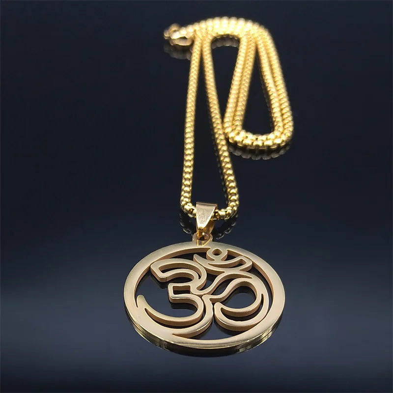 Om Symbol Women/Men gold Color Pendants chain look