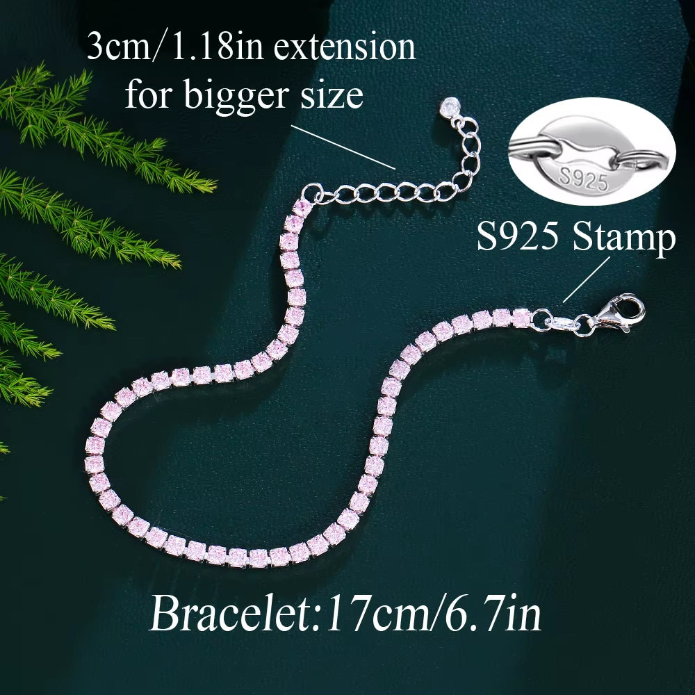 Sterling Silver Pink CZ Bracelet– Elegant Sparkle for Her
